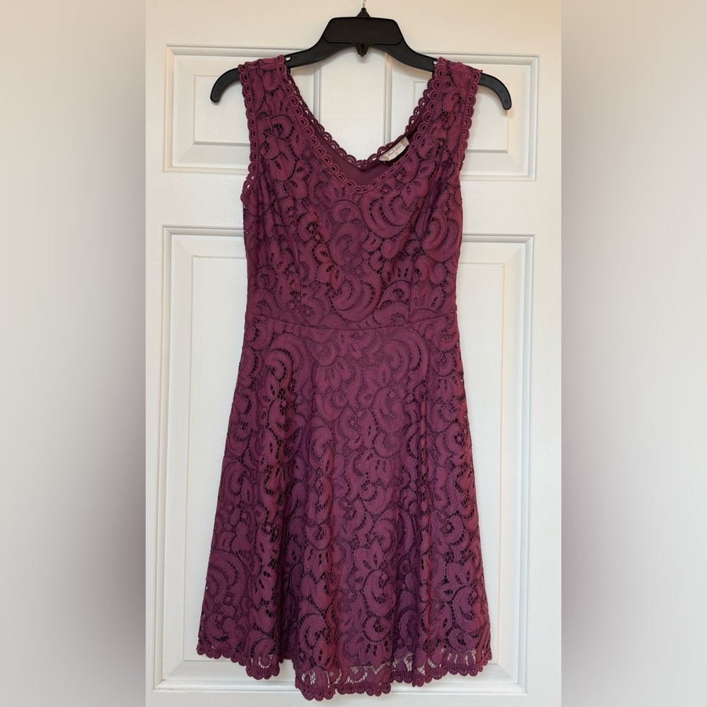 Altar'd State Lace Mini Dress - Deep Purple